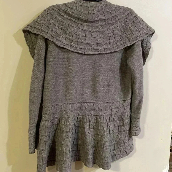 ❤️2/$30❤️[XL]Vintage Carolee Little Gray Wide Neck  open sweater cardigan - Picture 3 of 7
